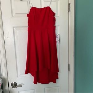 High-Low Red Strapless Short Dress